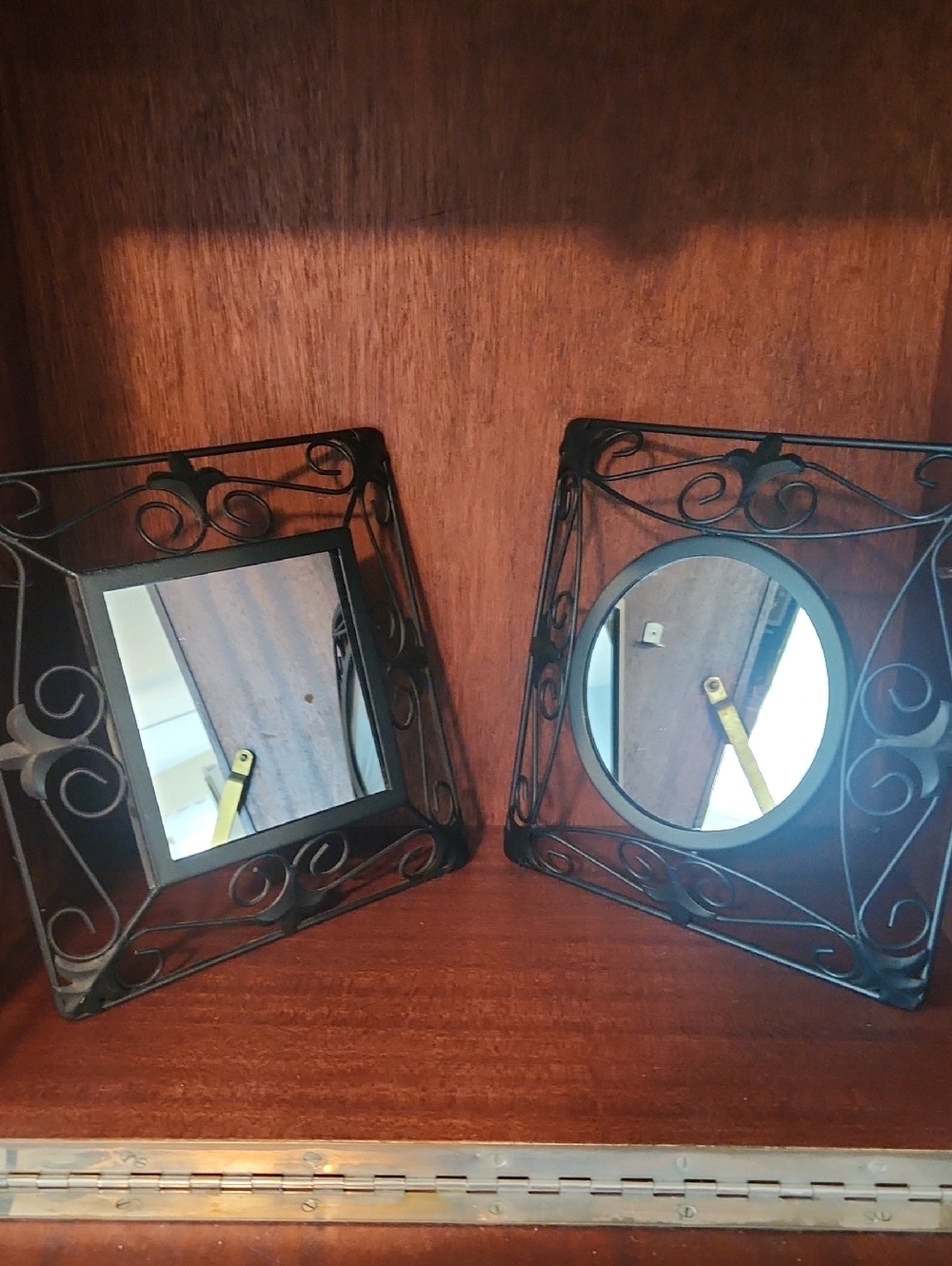 Black Decorative Metal Wall Mirrors - Set of 2
